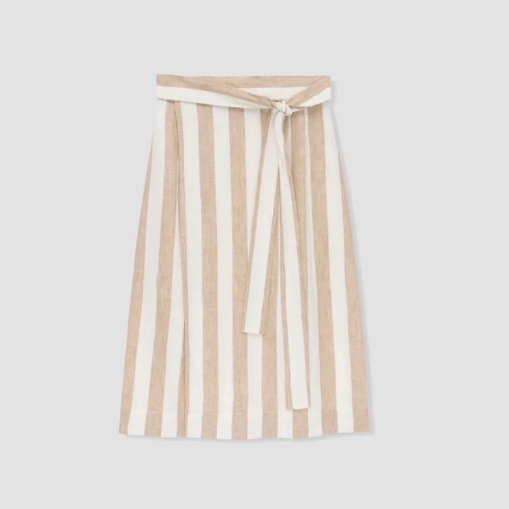 Everlane the linen wrap midi striped skirt women’s 0 EUC